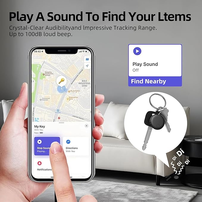 Tracker Tag, Smart Tag Works with Find My App (iOS 14.6 Above), Keys Finder and Item Locator for Luggage, Backpack, Suitcases and More, Replaceable Battery, IP67 Waterproof Tracking Tags-5 Pack(Black)