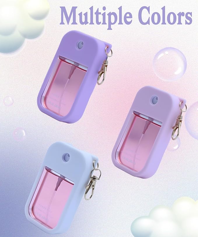 Silicone Case Compatible with Touchland Hand Sanitizer Spray 1 FL. OZ./30 mL, Stylish Hand Sanitizer Mist Accessory with Portable Keychain (Pink, 1 Pack)
