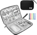 Lcsmaokin Electronics Organizer Travel Case,Electronic Accessories Storage Bag,Portable Waterproof Cable Organizer Bag,with 5 Cable Ties，for Travel,Work-Black