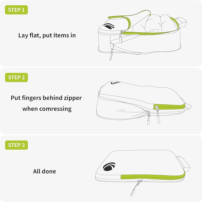 Cipway Compression Packing Cubes Set, Ultralight Expandable Travel Packing Organizers for Carry on Luggage (White 3pcs)