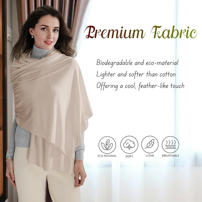 VENVSBEE Shawl Wraps for Women - Soft Silky Lightweight Travel Scarf and Airplane Essentials Accessory