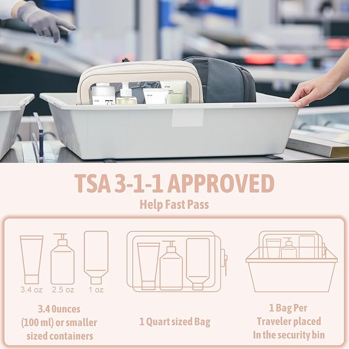 YOPCDJ 3PCS Clear Toiletry Bag,TSA Approved Travel Makeup Pouch with Zipper for Cosmetics and Toiletries，Diaper Bag Organizer Pouch Set,Women's Purse Organizer and Clear Car Bag