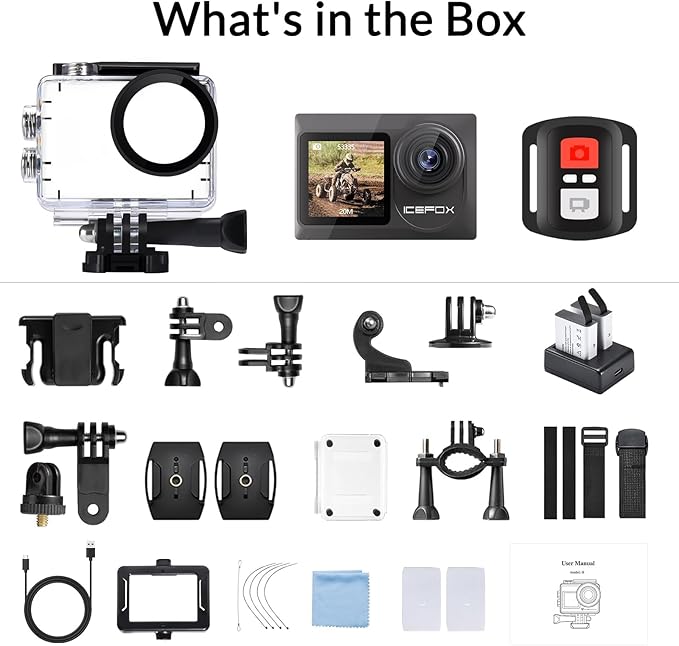 icefox i8 98FT Zoom Waterproof Camera Underwater, 20MP 5X Action Camera with EIS, WiFi Remote Control for Snorkeling Cycling Vlogging