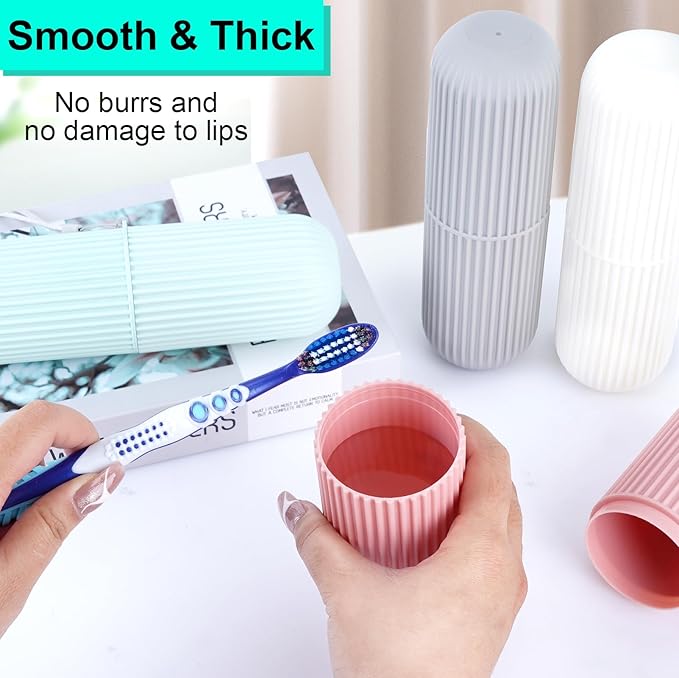 UCEC Travel Toothbrush Case, Toothbrush Holder Travel, Toothbrush Case for Traveling, Camping, Home, School, Business, Bathroom, 7.7" x 2.36" x 2.36" for Soft Toothbrush Up To 7.4 inch (Green, Pink)