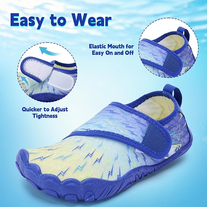 Kids Water Shoes Boys Girls - Wide Toe Box Quick Dry Barefoot Shoes Breathable Non Slip Aqua Athletic Sneakers for Swim Beach Pool Kayak Hiking Sand Walking Travel Essentials (Little Kid/Big Kid)