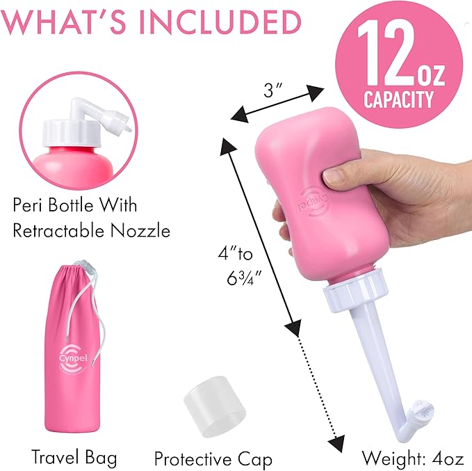 Cynpel Peri Bottle - Postpartum and Perineal Care - Portable Travel Bidet Sprayer for Women or Men - Handheld Jet Spray Bottle for Toilet - New Mom After Birth Recovery Essentials