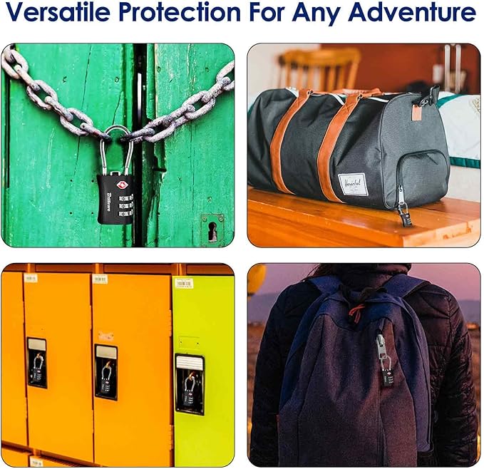 2 Pack TSA Approved Luggage Locks, Combination Travel Cable Padlock, 3-Digit Waterproof Lock, TSA Accepted Outdoor Keyless Resettable Lock for Lockers, Bags, Gym, Gate-Black