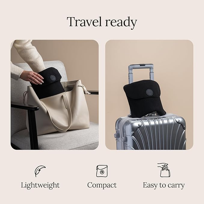 trtl Travel Pillow 2.0 – Scientifically Proven Super Soft Travel Pillow with Premium Head & Neck Support – for Airplane Travel – Machine Washable – Lightweight & Compact – Jet Black – Small