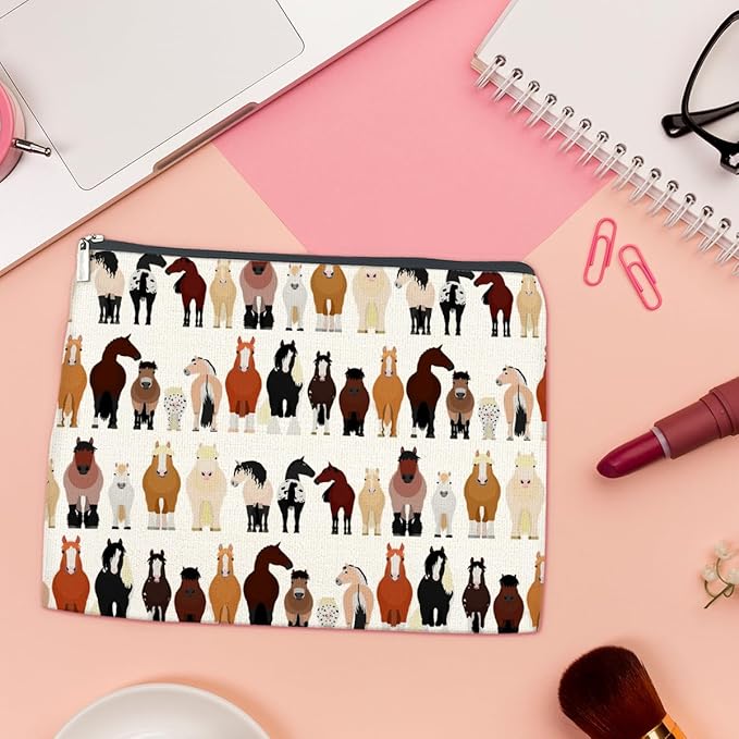 LyoGao Horses Gifts Makeup Bag, Horses Gifts for Animal Lovers Teen Girl Horse Stuff Cosmetic Bag