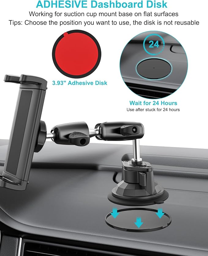 Pilot Phone Holder, [Ultra Suction Cup] Aviation Windshield Cell Phone Mount for Aircraft, 360° Metal Arm Airplane Window Stand for iPhone 17 16 15 14 Pro Max, Galaxy S A Z Fold, 4-13" Device