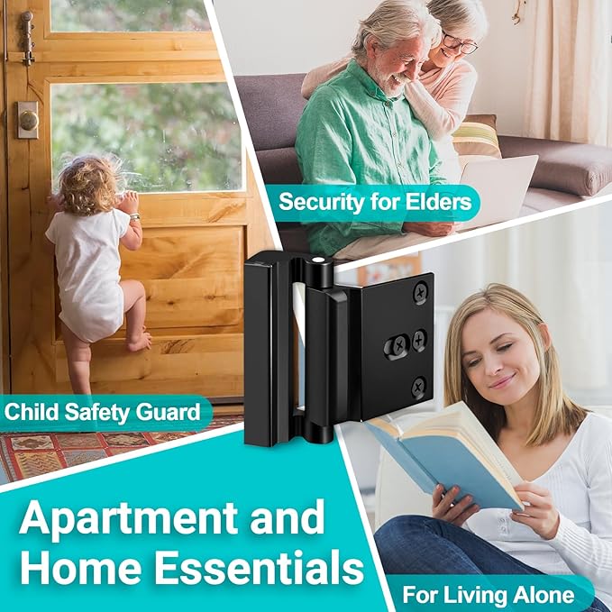 Home Security Door Reinforcement Lock for Kids Safety Upgraded Front Door Locks Withstand 800 lbs Metal Child Proof Door Latch Lock for Inside Door Top Extra Flip Lock High Deadbolt Lock Home Defender
