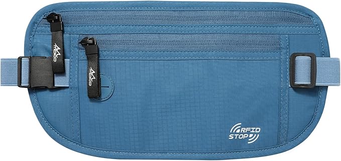 MoKo Secure Travel Money Belt, Undercover Hidden RFID Blocking Travel Wallet, Anti-Theft Passport Wallets for Men Women