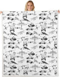 Airplane Kids Throw Blanket,American Aircraft Tank Toddler Bed Blanket for Girls Boys Adults,Hand-Painted Sketch Racing Car Fleece Blanket,Black White Fuzzy Blanket,Baby Size (30 x 39 Inches)