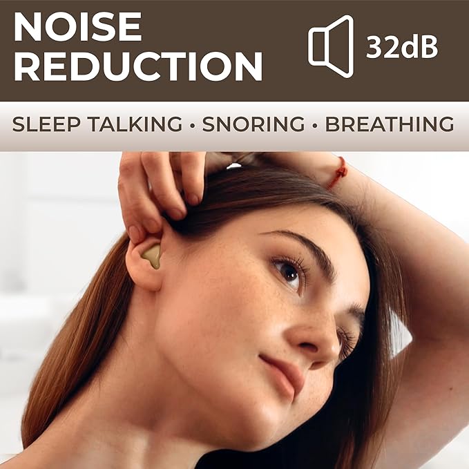 PQ Wax Ear Plugs for Sleep - 6 Silicone Wax Earplugs for Sleeping and Swimming - Gel Ear Plugs for Noise Cancelling, Ear Protection - Sleeping Earplugs with Sound Blocking 32 Db (6-Pillows). Beige