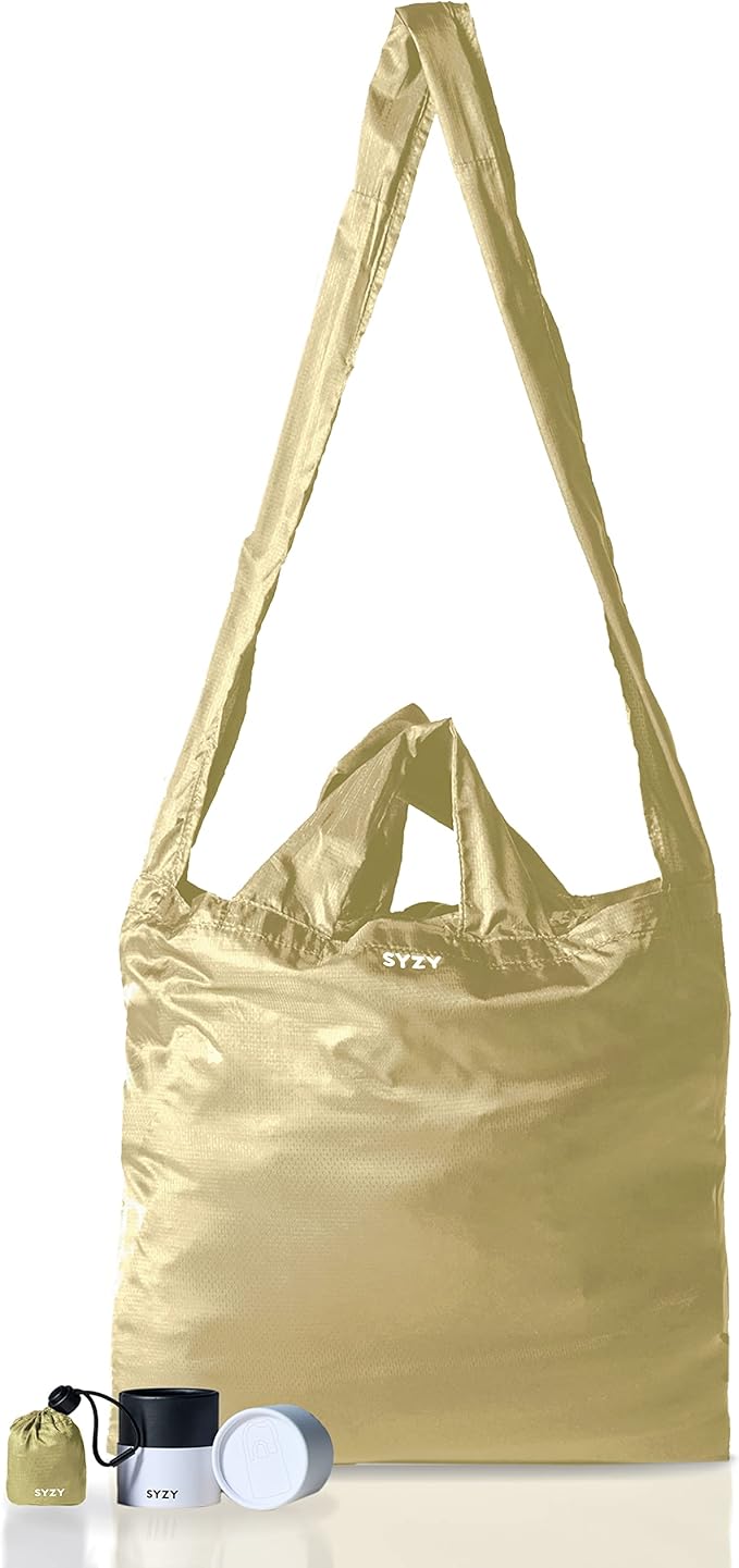 SYZY World's Most Compact Travel Tote Bag Portable Shopping Beach Market Bag - Reusable Collapsible Stuffable