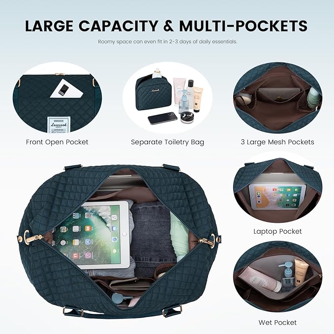 LOVEVOOK Travel Duffle Bag,Weekender Bags for Women with Shoe Compartment，Carry on Overnight Bag with Toiletry Bag,Gym Duffel Bag with Wet Pocket, Hospital Bags for Labor and Delivery