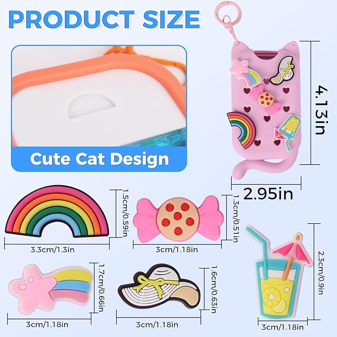 Hand Sanitizer Spray Case for Touchland Case Keychain, Hand Sanitizer Spray Holder Compatible with 5 Decorative Charms.