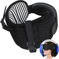 SARISUN Travel Pillows for Airplanes, Airplane Pillow for Long Flight Car Road Trip, Airplane Head Strap with Sleep Eye Mask, 360° Support Headrest, Stop Bobblehead Travel Neck Pillow, Stripe Black