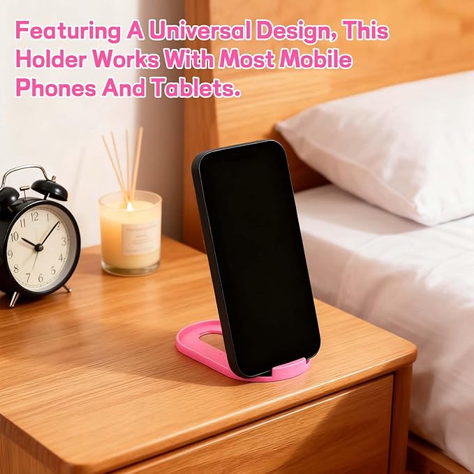 6PCS Foldable Phone Stand - Colorful Desk Office Cell Phone Holder, Mobile Tablet Holder for Airplane Headphone, Essential CellPhone Accessories, Portable Versatile Stand for Travel(6 Colors)