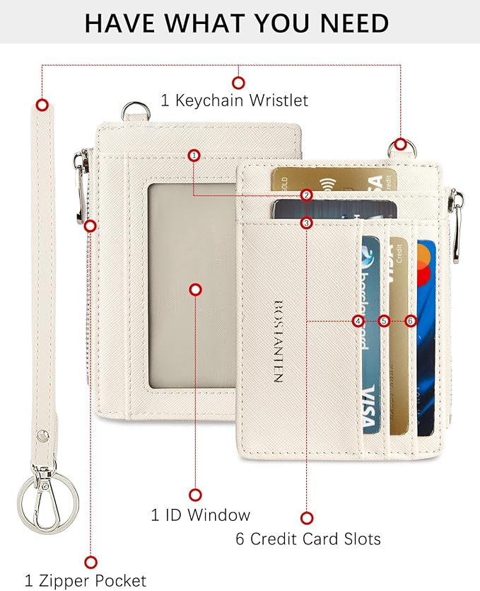 BOSTANTEN Small Wallet For Women RFID Leather Credit Card Holder Slim Wristlet Keychain Wallet With Zipper Pocket
