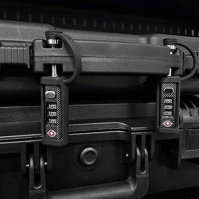 Gun Case Locks 4 Pack Hard Rifle Cases TSA Approved Firearm Travel Case Locks, Hard Pistol Travel Cases Lock Gun Carrying Cases Lock Padlocks Cut-Proof Cases for Rifles Revolvers (Black-4P-2 Upgraded)