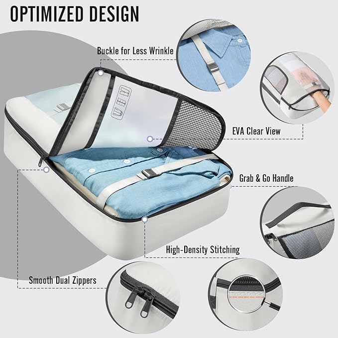 Veken 8 Set Packing Cubes for Travel Essentials, Suitcase Organizer Bags in 4 Sizes, Carry-On Luggage Accessories with Large Laundry Bag & Passport Holder, Must-Have for Airplane, Road Trip & Camping