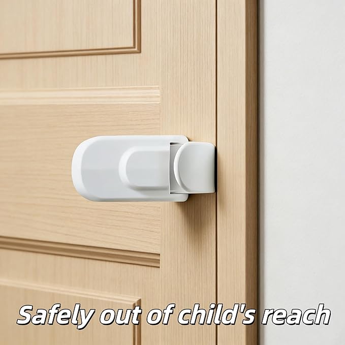 Child Proof Door Lock, Door Lock, Snap-On Door Knob Safety Lock & Door Handle Child Lock, The Childproof Lock Toddlers Can't Reach, and Renters Can Actually Use (3pcs)