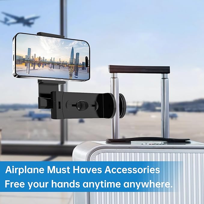 Universal Airplane Tablet Holder Mount, Travel Stand, Handsfree Travel with Multi-Directional 360 °Rotation for Flying, Desk, Study (3.15-12.4in)