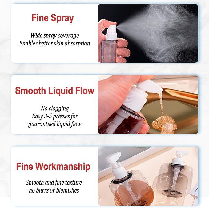 CLOUDEMO Mini Shampoo Dispenser Portable Travel Bottle Set, 2-in-1, 3-in-1, 4-in-1 Mini Dispenser Portable Travel Set, Leak Proof Refillable Travel Containers with Labels (Beige,2 in 1)