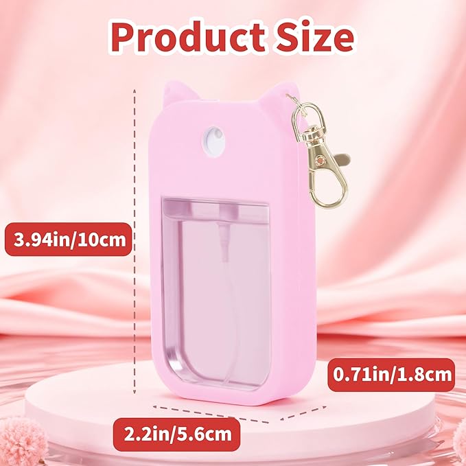 3 Pcs Silicone Case Compatible with Touchland Hand Sanitizer Spray Power Mist and Glow Mist 1FL. OZ., Portable Keychain Protective Case with Cute Ears, Hand Sanitizer Spray Accessory