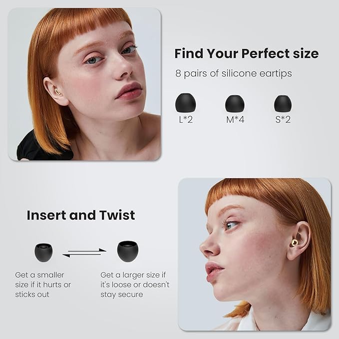 JUSTRVN Ear Plugs for Sleeping,2 Pairs of Stylish Reusable Noise Reduction Earplugs with 8 Pairs Tips & case,Hearing Protection Earplugs for Concert,Travel,Work,Live Events - 25dB-30dB