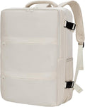 Carry On Backpack for Women & Men – Airline Approved Underseat Size, 15.6" Laptop Compartment, TSA-Friendly 180° Opening, Anti-Theft Business Travel Backpack with Trolley Sleeve (Ivory, Large)