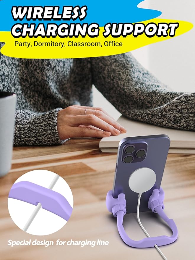 CALDEVER Stocking Stuffers for Men Women Teens Kids Gifts for Men Christmas: Thumbs Up Lazy Phone Stand Holder Funny Gadgets Teenage Boys Girls Dad Father Mother Mom (Black+Purple+White+Yellow, 4)