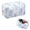 Hillban Ocean Quilted Cosmetic Bag Ocean Themed Gift Starfish Coral Seashell Essential Makeup Bag for Women Summer Travel Vacation Survival Kit Mother's Day Bulk Gift 8.7 x 4.3 x 4.3 in(Seahorse)
