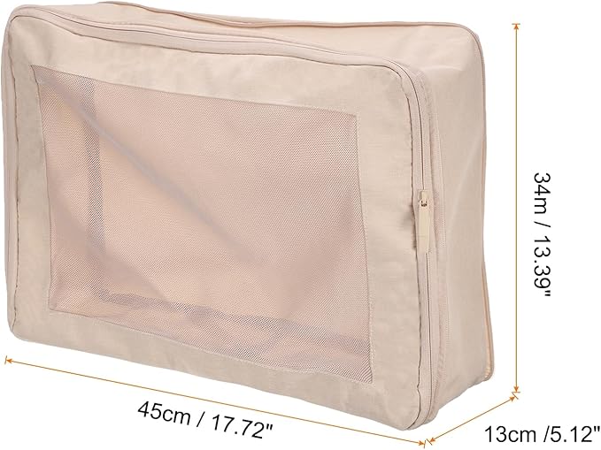 HARFINGTON Compression Packing Cube for Suitcases 45x34x13cm Lightweight Luggage Organizers Bag Travel Essentials Compression Bags for Carry on Suitcases, Beige