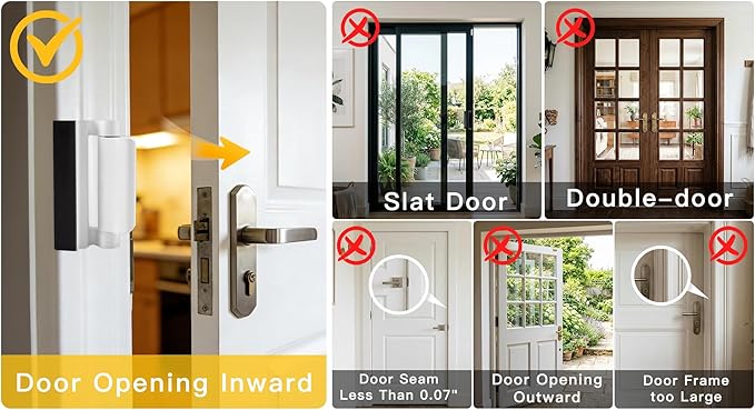 3 Pack Door Reinforcement Locks with 12 Screws, Home Security Door Lock Stop for Toddler, Childproof Door Lock Night Lock Withstand 800 Lbs White