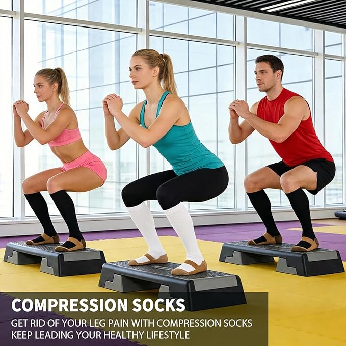 Sooverki Copper Compression Socks for Men & Women 8 Pack 15-20mmHg - Knee High Stockings Best Support for Running Athletic