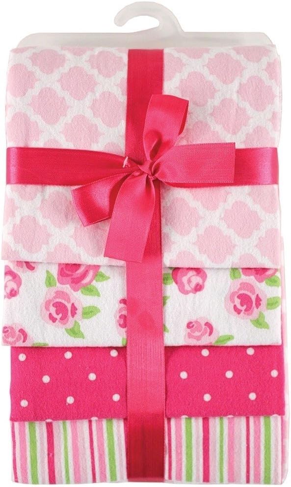 Hudson Baby Unisex Baby Cotton Flannel Receiving Blankets, Pink Rose, One Size