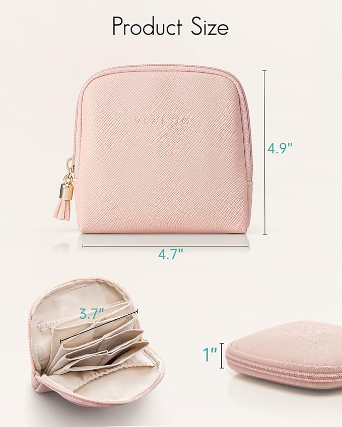 VLANDO Mini Jewelry Travel Case,Jewelry Pouch Bags with Zipper, Velvet Jewelry Organizer Storage Bag for Bracelet Rings Earring Travel Essentials Gifts for Women Girl - Pink