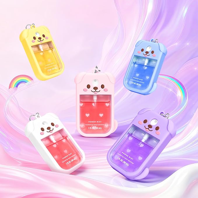Dog Silicone Case for Touchland Hand Sanitizer Spray with Keychain, Compatible with Power Mist & Glow Mist 1 FL Oz/30ML for Touchland Case, Cute Travel Cover Sleeve