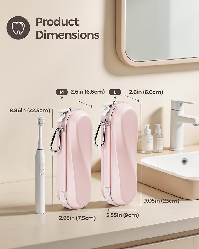 ProCase Electric Toothbrush Travel Case for Oral-B 1000/1500/5000/6000/7000/7500/9600 & iO 7/8/9/10, Philips Sonicare 1100/4100/5100/5300/6100, Water-Resistant Hard Case -L,Pink
