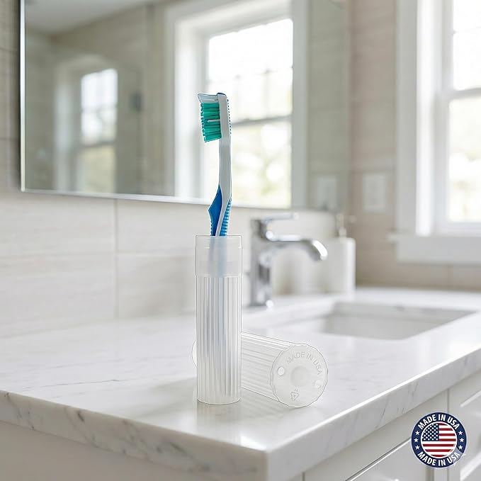 American Comb Toothbrush Holder - White, Made in USA, with Ventilation Holes, for Toothbrush Covers, Toothbrush Holder, Toothbrush Soft, Durable Design, Hygienic Bathroom Accessory
