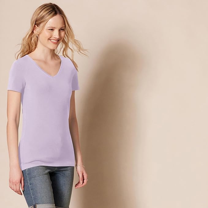 Amazon Essentials Women's Regular-Fit Short-Sleeve T-Shirt (Crewneck and V-Neck Options), Multipacks