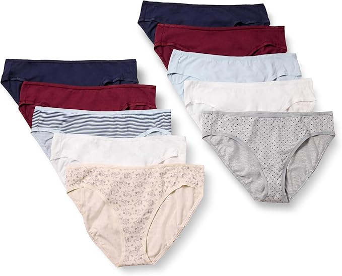 Amazon Essentials Women's Breathable Cotton Bikini Brief Underwear with Full Coverage, Multipacks