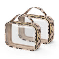 Wedama Clear Toiletry Bag, 2 Pack Clear Makeup Bags with Handles, Large Travel Bags PVC Cosmetic Bag for Women and Men, Carry on Airport Airline Compliant Bag, Leopard Print