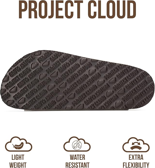 Project Cloud 100% Genuine Leather Flat Sandals For Women 2026 Cork Footbed Womens Sandals with Memory Foam and arch support Vacation Essentials Slides for Women Footwear (Venita)