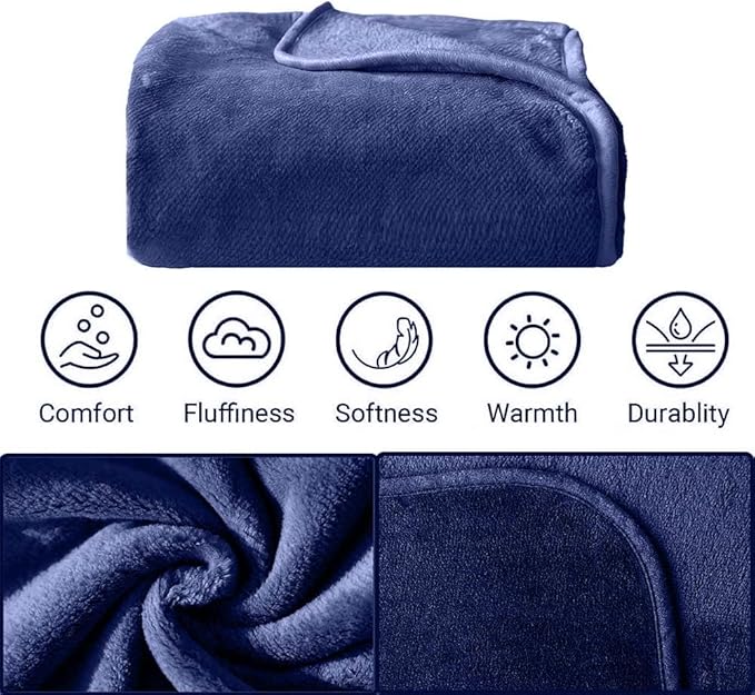 Travel Blanket Pillow, Soft Airplane Blanket 2-in-1, Travel Blanket Airplane Compact with Bag, Travel Essentials Accessories for Plane and Car,60x80 Navy