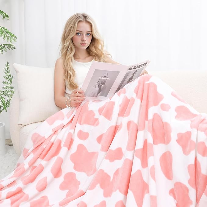 Soft Blankets Queen Size, Extra Large Plush Full Size Pink Fleece Throw Blanket for Bed, Cute Cozy Pink Dorm Bedroom Decor for Women & Girls, Lightweight, All Seasons 90" x 90"
