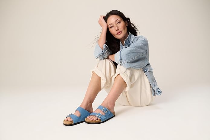 Project Cloud 100% Genuine Leather Flat Sandals For Women 2026 Cork Footbed Womens Sandals with Memory Foam and arch support Vacation Essentials Slides for Women Footwear (Venita)