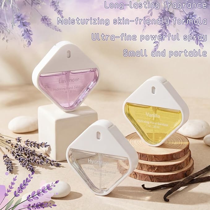 3 Pcs Power Mist Hydrating Hand Sanitizer Spray Bulk Travel Size Hand Sanitizer Spray Pocket 1 oz Square Card Bottle for Daily Use Mother's Day Employee Staff Nurse Teacher Appreciation Gifts